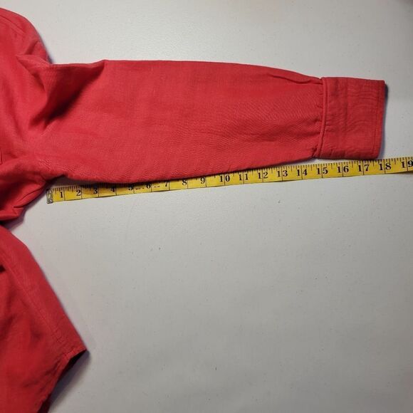 Anthropologie Maeve Coral Red Linen Button Down Blouse Long Sleeve Shirt - Picture 11 of 11